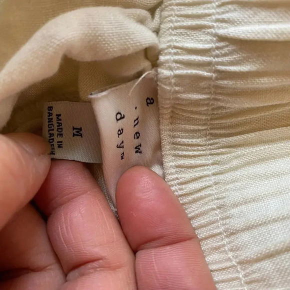 A new day Linen Blend Ivory Cream Summer Casual Pull On pants Women's M Pocket - Picture 5 of 8